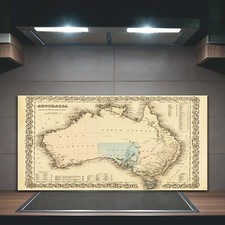 Küchenrückwand Spritzschutz Glas 100x50 Bild Alte Karte von Australien Vintage