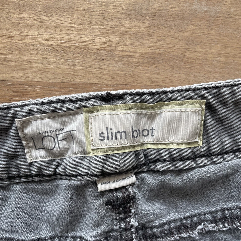 Ann Taylor LOFT Slim Boot Corduroy Pants Womens Size 8 (31x32) Gray Flap Pockets - Image 3 of 4