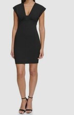 Guess Women's Black Solid Cap-Sleeve Bodycon Dress Size 8