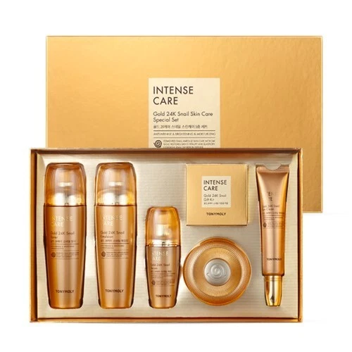 Tonymoly Intense Care Gold 24K Snail Cream 5pc Set - Toner Serum Emulsion Cream