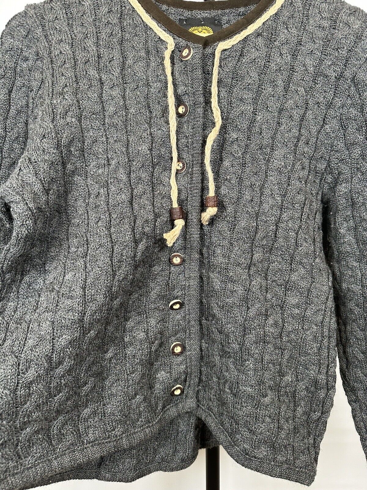 Lanamoda Salzburg Wool Button Up Grey Cable Boho … - image 3