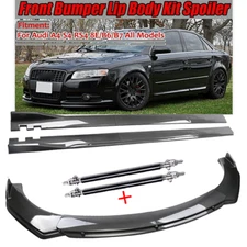 Front Lip Chin Bumper Spoiler Side Skirt Carbon Fiber For Audi A4 S4 A5 8E B6 B7