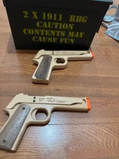 Elastic Precision Model 1911 Rubber Band Guns Made From Solid Hardwoods.