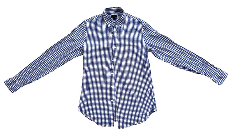 J. Crew Shirt Men's Blue Seersucker Gingham Check 100% Cotton Size XS