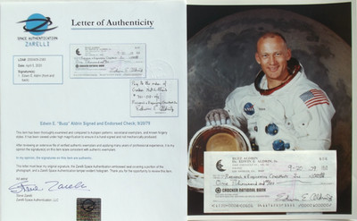 Buzz Aldrin Apollo 11 Twice Signed [DS] Check Authenticated Zarelli