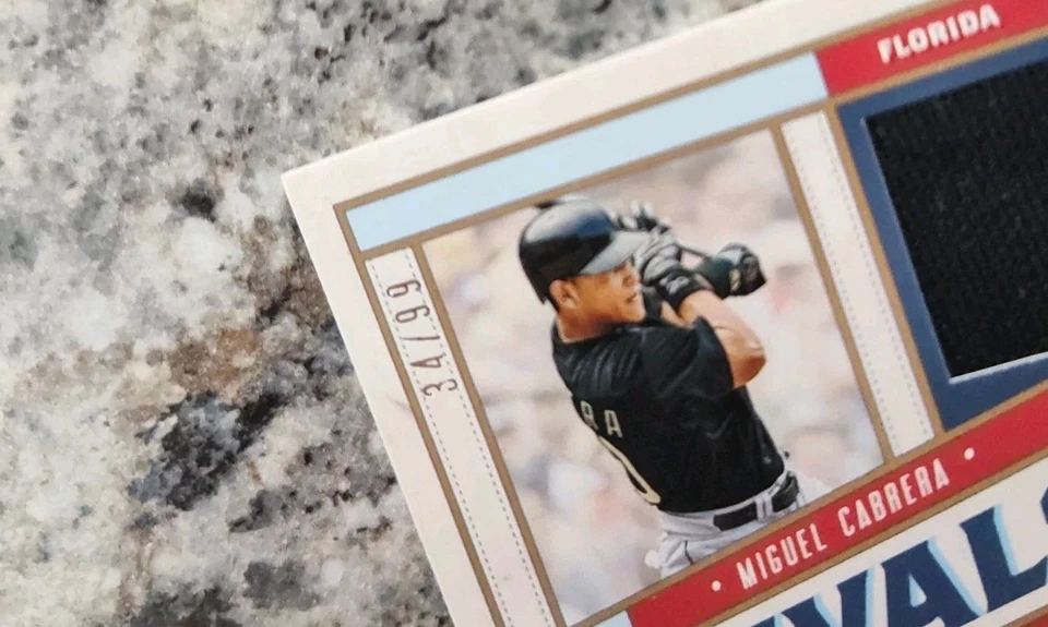 2019 Leather and Lumber Rivals Materials Gold Miguel Cabrera Roger Clemens /99 - Image 2 of 3