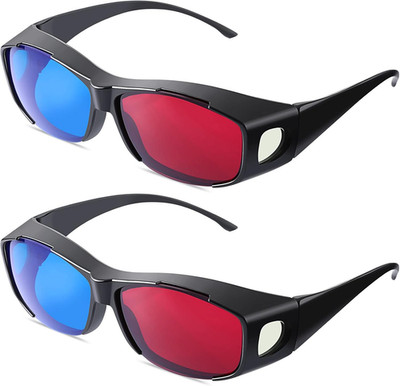 2 Pieces 3D Movie Game Glasses, Red Blue for Movies & Games, Lightweight Design