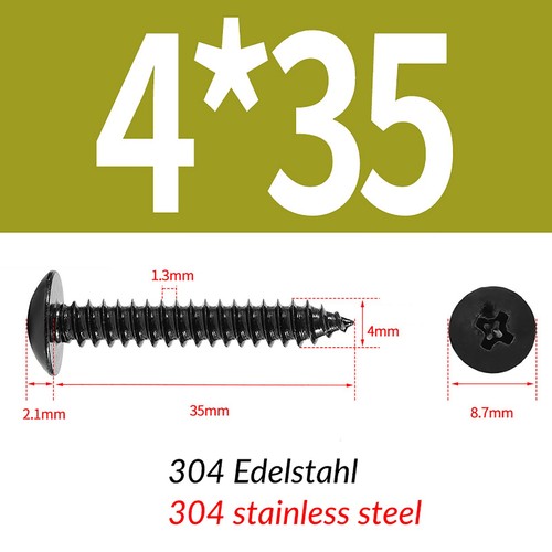 Black A2 Stainless Steel Phillips (Pozi-Pili) Pan Head Self Tapping Screws M3-M6 - Picture 30 of 58