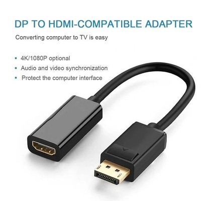 DP to HDMI Adapter 4K Display Port Male to HDMI Female Cable Converter