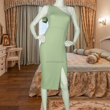 PrettyLittleThing Sage Midi Dress Asymmetric Chic S