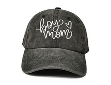 Embroidered Boys Mom Hats Boy Mom Washed Black 