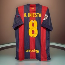 Andres Iniesta Signed Autographed FC Barcelona 2014/15 Home Jersey Shirt Beckett