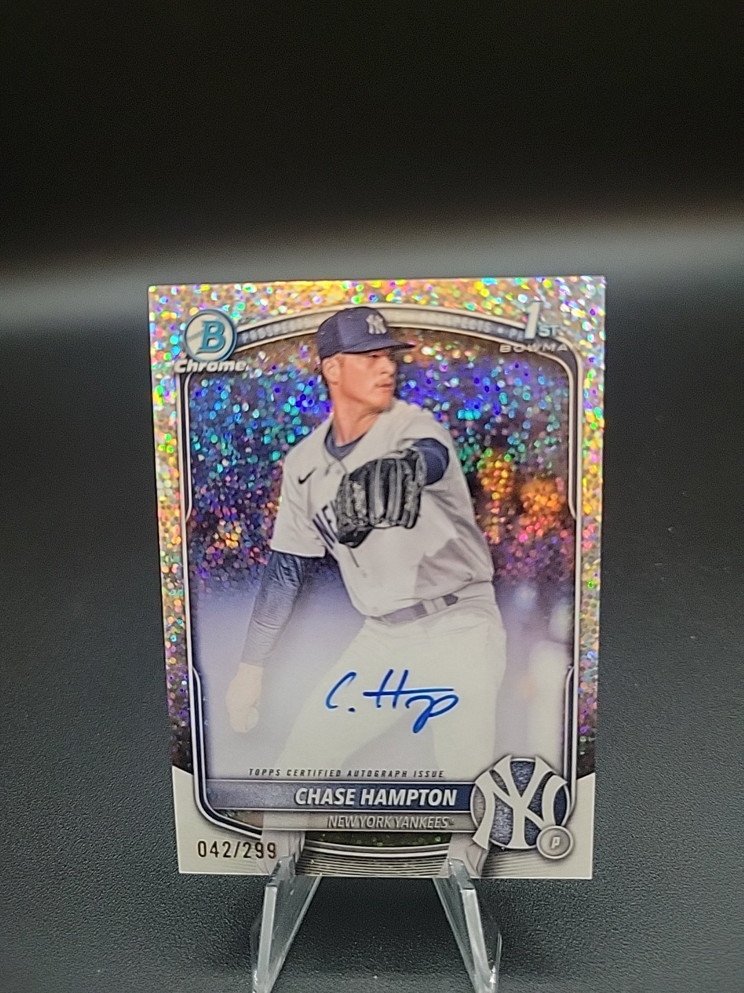 2025 Bowman Chrome Chase Hampton 1st Bowman Speckle Refractor Auto #/299