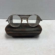 Vintage 50's Bausch Lomb Safety Goggles Glasses Wire Mesh Steampunk Case