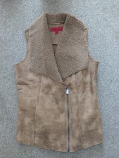 Brand New Belle Gray By Lisa Rinna Faux Sheepskin Gilet Size S - Tan