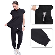 Stand Collar Women Nurse Uniform Suit Women Medical Scrubs Top  Pants US Stock