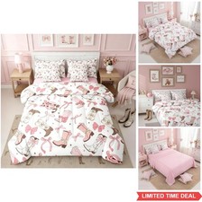 Pink Bow Comforter Set Full 7 Piece Bed in a Bag Girls Kids Cowgirl Bedding