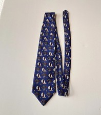 Hathaway Mens Tie Necktie Nautical Yacht Sailboat 56" Silk EUC Made in USA.