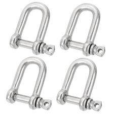 4Pcs 1/4" 5.7mm 316 Stainless Steel D Shackle for Boat Chain, Silver Tone