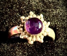 New Solid 925 Sterling Silver Polished Domed AMETHYST Ring Bezel Set Size 6