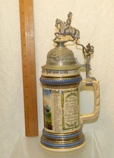 Antique GERZ Military Cavalry REGIMENTAL Beer STEIN Imperial German 5th Regiment