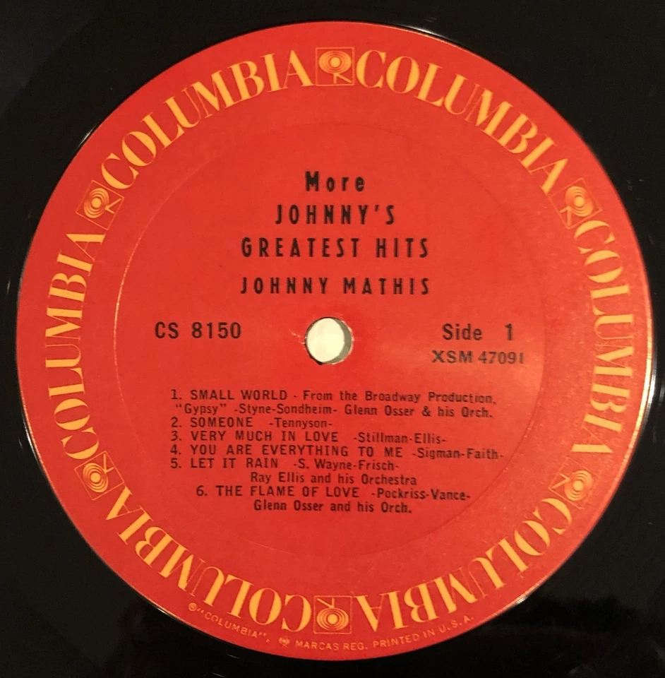 Johnny Mathis - More Johnny's Greatest Hits LP - Columbia reissue - VG+ - Image 3 of 4
