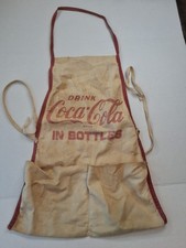 Vintage Drink Coca Cola in Bottles Vendors 2 Pocket Tan Canvas Apron As Is
