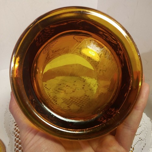 Vintage Amber Harvest Carnival Glass Iridescent Canister/Jar With Lid. Beautifu - Picture 8 of 12