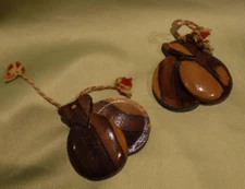 Pair of Wooden Castanets Castanuelas Finger Castanets  Wooden musical instrument