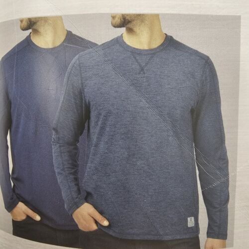 Rugged Elements Men's Long Sleeve Crew Shirts Size S Blue/Dark Blue 2 Pack