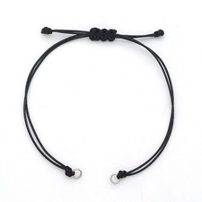 50Pcs Braided Waxed Black Cord for DIY Bracelet Making with Stainless Steel Loop
