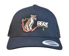 Leopard Beast Black Trucker Mesh Snapback Cap