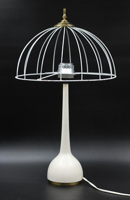 Hans-Agne Jakobsson Markaryd Designer Tischlampe Lampe weiß 60er Sweden H 52 cm