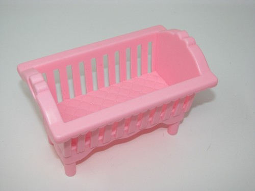 Vintage 1990s Playskool Dollhouse Furniture Pink Baby Crib Replacement Part