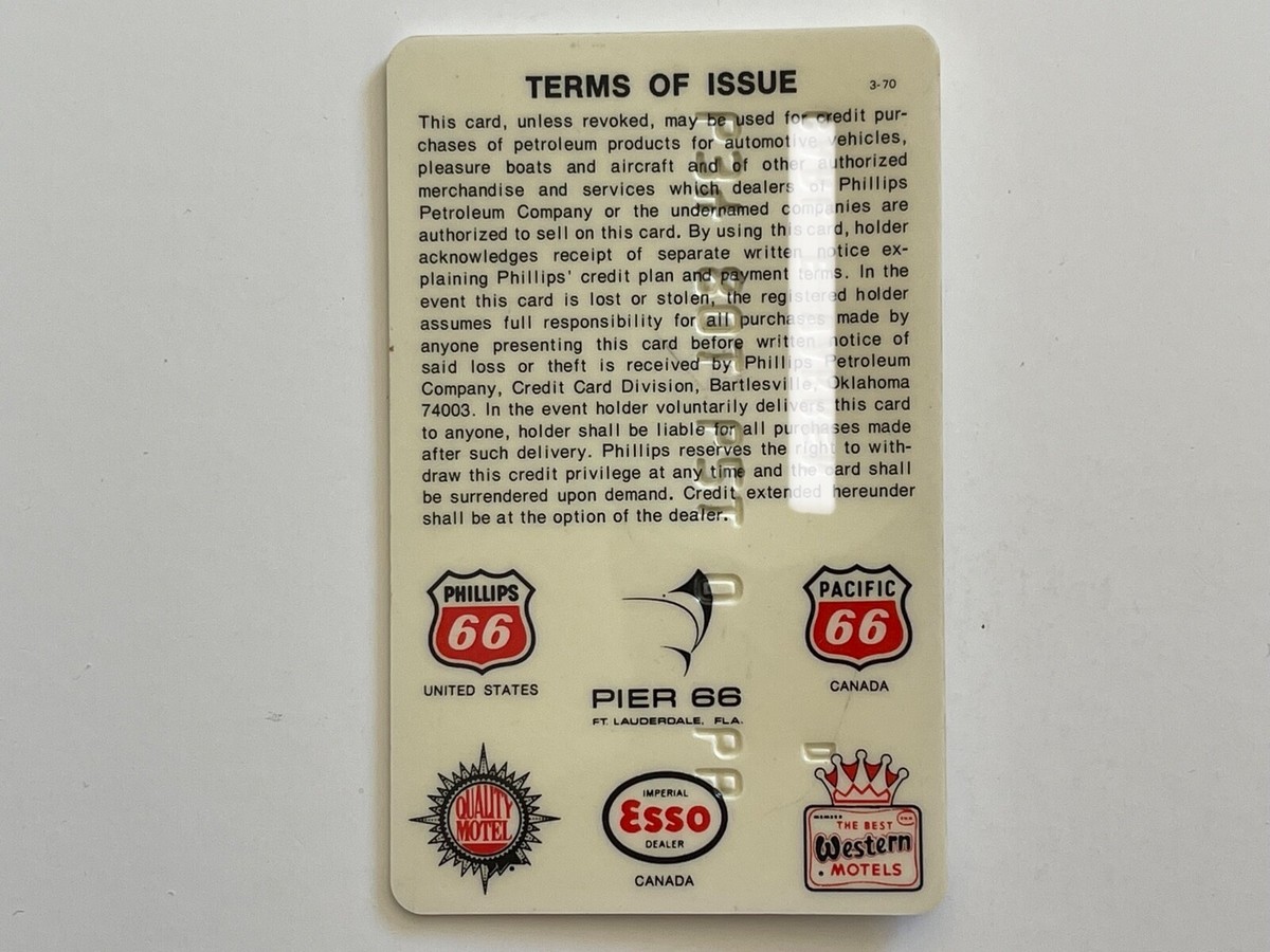 Phillips 66 Petroleum Company Credit Card Issued in 1966 Non