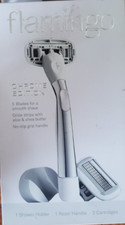 Flamingo Women's 5-blade Razor, 1 handle  2 cartridges  Shower Holder, Chrome 