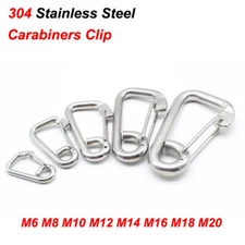 Carabiners Clip 304 Stainless Steel Marine Grade Spring Clasp Hook M6 M8 M10-M20