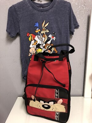 Vintage TAZ Hiking Outdoors Backpack Embroidered Looney Tunes Hat Vintage 90s Taz Looney Tunes Embroidered Snackback Hat Black  main image 4