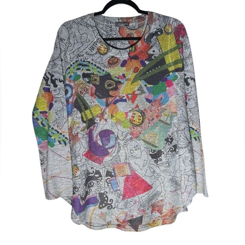 Inoah Art To Wear Abstract Multicolor Long Sleeve top Women’s size Medium