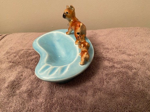 Vintage Betson Japan Boxer Dog Puppy Ashtray Mid Century Made in Japan - Picture 2 of 12