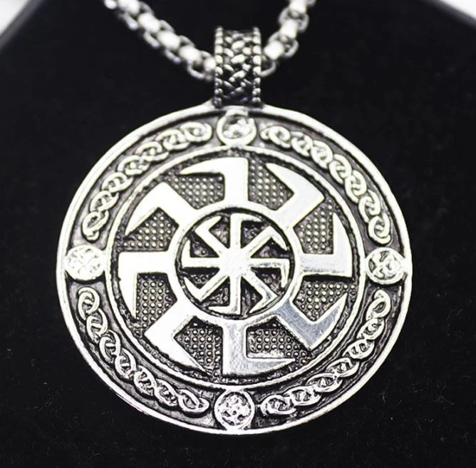 Neu Slawisch Heidnisch Kolovrat Sonnenrad Anhänger Halskette Edelstahl Sonnenrad - Bild 2 von 2