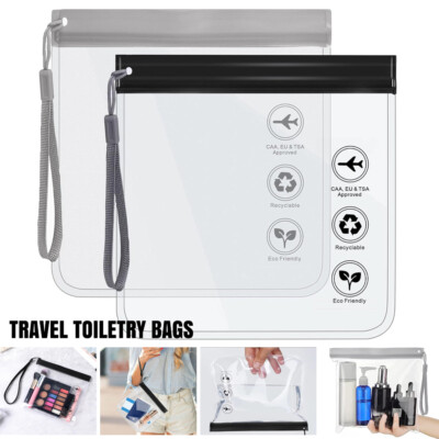1/2x transparente Reise Kulturbeutel Flughafen 20x20cm Sicherheit Flüssigkeiten Tasche Reise NEU