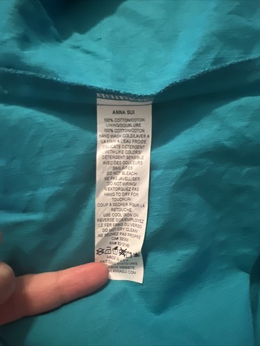 Anna Sui For Anthropologie Teal Printed Boho Funky Artsy Whimsical Dress 6 - Picture 9 of 9
