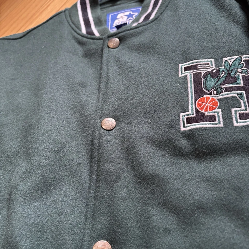 Chaqueta De Colección Starter Grande Nueva Inglaterra Campeones de Baloncesto Letterman Lana Años 90 Foto 3 de 4