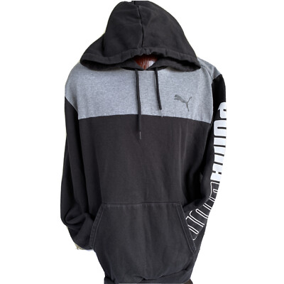 Puma Way Mens Hoodie Size XL Black Gray Long Slevees Spell