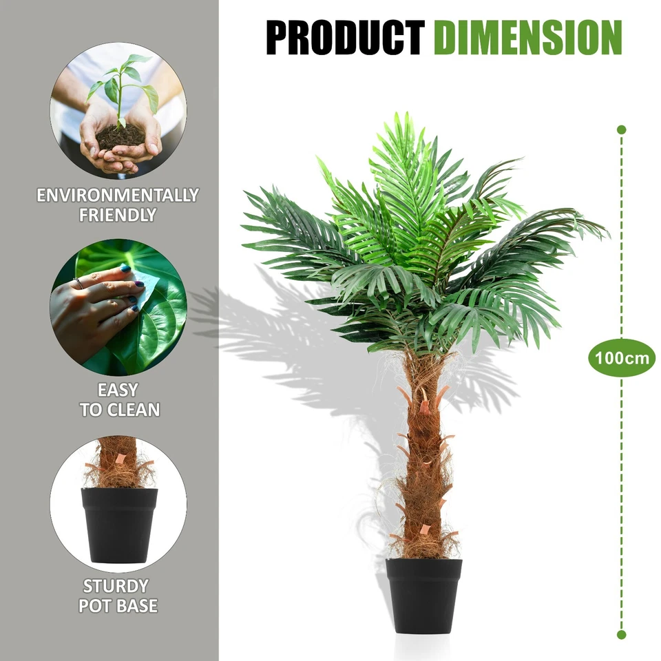 Artificial Palm Tree Fake Tropical Potted Plant Indoor Home Office Decor - Image 2 of 4