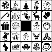 24 Pcs 3x3 Inch Christmas Stencils Xmas Painting for DIY Crafts Windows Wood