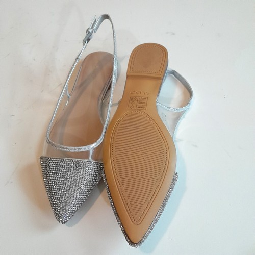 Aldo Women’s Karowara Flats Diamond Silver Clear Shoes Size 6.5 - Picture 6 of 10