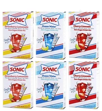 Sonic Singles To Go Water Flavor Drink Mix Packets, Variety Pack, 6 Boxes