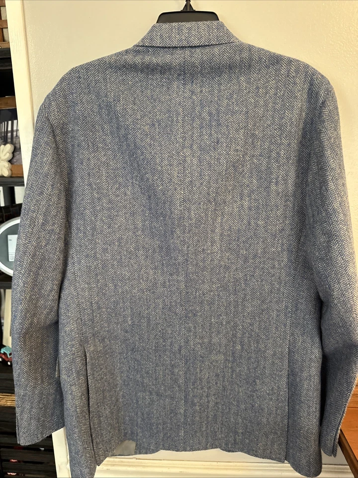 Blazer de lana azul para hombre Boglioli espiga chaqueta abrigo deportivo talla 52 (IT) R Foto 4 de 4